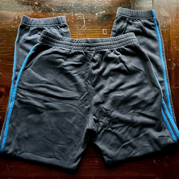 ADIDAS Dark Gray UK Sweatpants With Blue Stripes - Picture 2 of 6